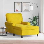 Promo 2026 chaise longue 91x157x91 cm - transat de salon avec coussin jaune 91x157x91 cm velours 9917 ...
