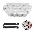 20pi�ces capuchons d�crou de roue17mm anti - poussi�re couvercle de jante placagehexagonal chrome boulon ...