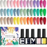 21 colours semi - permanent nail polish 24 pcs u v semi - permanent gel nail polish with base and top ...