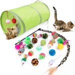 21 set kit pour animaux de compagnie tunnel pliable jouet pour chat canal amusant balles de plumes chaton ...