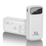 22. 5w batterie externe 20000mah blanc power bank pd3. 0 / qc4. 0 avec 4 cble avec led ecran charge ...