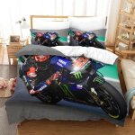 220x240cm - parure de lit fabio quartararo pour enfants adultes ensemble housse couette moto gp champion ...