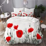 220x240cm - parure de litcoquelicots rouges mas pavot mas rose flandre pavot sur fond blanchousse de ...