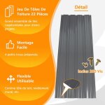 Lot de 22 tles de couverture mtallique avec vis paisseur : 0. 25 mm dimensions : 108 x 42. 6 cm couleur ...