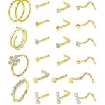 23 pièces piercing nez anneaux 20g acier inoxydable piercing nez argent / or cz droite l et vis forme ... 23 pièces piercing nez anneaux 20g acier inoxydable piercing nez argent / or cz droite l et vis forme ...