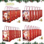 24 pack sac cadeau noel sacs de nol avec poigne sac papier kraft durable sac noel pour petite entreprise ...