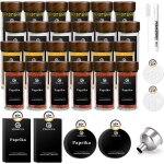 24 pièces 120 ml pot à epices ronds avec couvercles en bois dacacia rangement epices cuisine avec des ... 24 pièces 120 ml pot à epices ronds avec couvercles en bois dacacia rangement epices cuisine avec des ...
