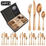 24 pièces ménagère couverts ménagère cuillère fourchette couverts de table en 304 acier inoxydable avec ... 24 pièces ménagère couverts ménagère cuillère fourchette couverts de table en 304 acier inoxydable avec ...