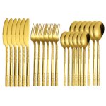 24 pices mnagre set de couverts dors service 6 personnescouvert de table en acier inox design unique ...