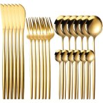 24 pièces set de couverts de table ménagère doré service de table en acier inoxydable pour 6 personnes ... 24 pièces set de couverts de table ménagère doré service de table en acier inoxydable pour 6 personnes ...