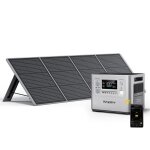 G�n�rateur solaire portable - aferiy - 2048wh - 2400w - panneau pliable 200w - ups contr�le via appli ...