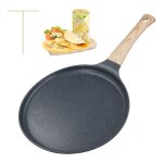 24cm poêle à crêpes à induction avec répartiteur de pâte manche en bois pour tous les types de plaques ... 24cm poêle à crêpes à induction avec répartiteur de pâte manche en bois pour tous les types de plaques ...