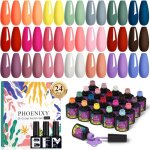 24pcs 7ml vernis semi permanent avec base de glossy matte top coat jaune vert bleu vernis gel uv semi ...