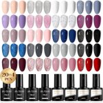 24pcs couleurs nude blanc violet rose gris paillete vernis gel semi permanent soak - off uvled vernis ...