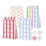 24pcs pochette cadeau - sacs cadeaux en papier kraft - sacs demballage pour biscuits - avec autocollants ...
