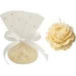 25 bougies petites fleurs crme en cire de colza + 25 tulles voile + ruban cadeaux invits mariage baptme ...
