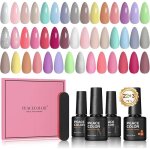 25 x semi - permanent nail polishes 22 colours soak off uv / led semi - permanent nail polish pastel ...