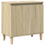 259444& meuble d�vier - haut de gamme - meuble sous lavabo ch�ne sonoma 58x33x60 cm - bois - panneaux ...