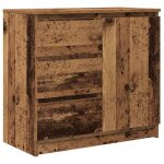 264535& bahut de rangement pour s�jour - buffet avec tiroir vieux bois 71x35x65 cm - bois - panneaux ...