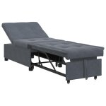 273851& canap - lit 3 - en - 1lit banquetteconvertible en velours gris fonc