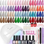 28pcs kit ongle gel u v complet avec 48 w lampe u v / led 24 couleurs kit vernis semi permanent kit de ...