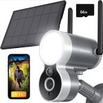 2k cam�ra surveillance ext�rieure avec 64go carte9000mah batterie solaire sans filvision nocturne pir ...