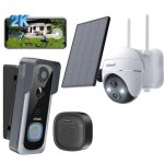 2k cam�ra surveillance et sonnette wifi ext�rieure sans fil batterie vision nocturne pir d�tection alarme ...