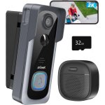 2k sonnette sans fil avec camera avec support dangle de sonnette r�glable sonnette vid�o pir changeur ...