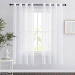 2pcs 134 * 160cm rideau voilage - double panneaux rideau en voile tulle avec oeillets draperies souple ...