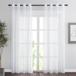 2pcs 140 * 220cm rideau voilage - double panneaux rideau en voile tulle avec oeillets draperies souple ...