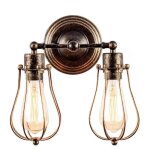 2pcs applique murale industrielle 16cm lampe murale industrielle en fer bois rtro luminaire e27 clairage ...