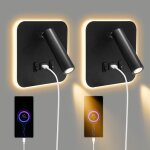 2pcs applique murale interieur led liseuse de chevet avec interrupteur port de charge usb rotation  ...