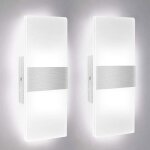 2pcs applique murale int�rieure led 12w lampe murale en acrylique blanc froid 6000k pour salon chambre ...