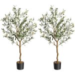 2pcs artificielle olivier - h 122 cm arbre artificiel - fleur - plante artificielle pour dcorer salonbureau ...