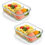 2pcs botes de conservation en verre avec couvercle  2 compartiments 1040 ml botes de conservation ...