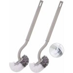 2pcs brosse wc plastique avec manche long et cerdas fortes nettoyage profond gris