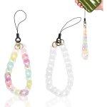 2pcs charme de t�l�phone avec porte cl�s bracelet en cha�ne de t�l�phone fait � la main avec pierres ...
