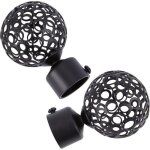 2pcs embouts de tringle rideau ronds 28mm draperie pole end black ball cage remplacement dcoratif end ...