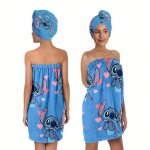 2pcs ensemble de serviettes de bain pour femmes stitch - séchage rapide bleu avec impression de dessin ... 2pcs ensemble de serviettes de bain pour femmes stitch - séchage rapide bleu avec impression de dessin ...