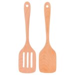 2pcs ensemble de spatules en bois spatule plate rsistante aux hautes tempratures antiadhsive pour ...