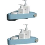 �tag�re de douche - xvx - lot de 2 - plastique antirouille - bleu clair - montage sans per�age