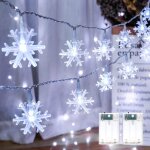 [2pcs] guirlande lumineuse intrieur  piles blanc froid4m 40 led flocon de neige fairy lights pour dcoration ...
