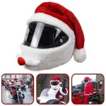 2pcs housse de casque de moto de no�l p�re no�l housse de casque de moto en peluche bonnet de no�l casque ...