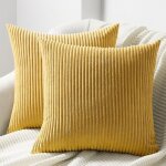 Housse de coussin - kcvv - 50x50 cm - jaune - velours ctel - motif ray