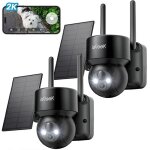 2pcs iegeek 360� 2k camera surveillance wifi ext�rieure sans fil camera exterieur solaire vision nocturne ...