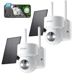 2pcs iegeek 360� 2k camera surveillance wifi ext�rieure sans fil camera exterieur solaire vision nocturne ...