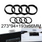 2pcs insigne logo emblme badge calandre grilles avant 273mm + arrire 193mm noir brillant pour audi ...
