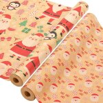 2pcs kraft papier cadeau nol 43cm300m recyclable papier emballage cadeaux noel avec motifs fins pour ...