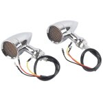 2pcs lampe de clignotant led de moto 12v 10mm lumire ambre coque chrome universel