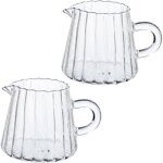 2pcs petit pichet r�sistant � la chaleur en verre borosilicat� haute cruche � mousse de lait